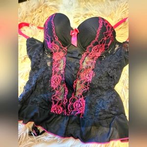 Pink push up lingerie corset